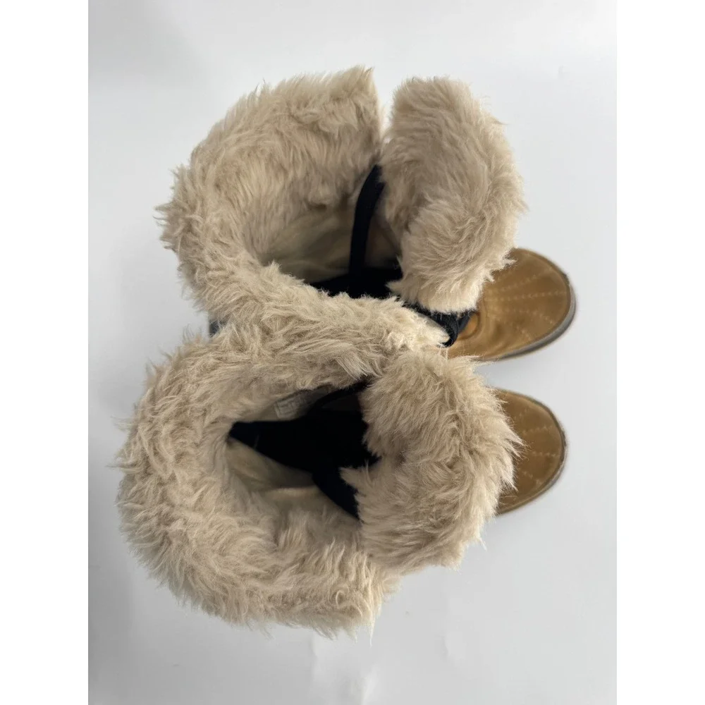Sorel‎ Tivoli II Boots Women 7.5 Tan Suede Waterproof Faux Fur NL2089-373